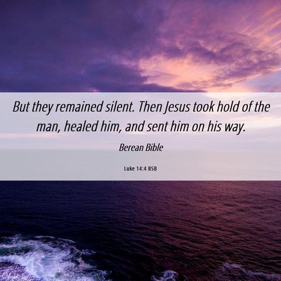 Picture 06 - Luke 14:4 BSB - But they remained silent. Then Jesus took hold of - Bible Verse Picture