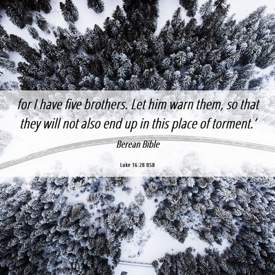 Picture 06 - Luke 16:28 BSB - for I have five brothers. Let him warn them, so - Bible Verse Picture