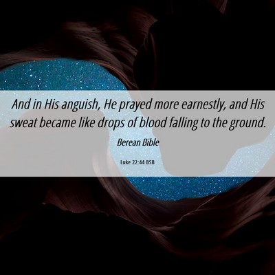 Picture 06 - Luke 22:44 BSB - And in His anguish, He prayed more earnestly, and - Bible Verse Picture