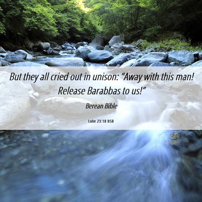 Picture 06 - Luke 23:18 BSB - But they all cried out in unison: “Away with - Bible Verse Picture