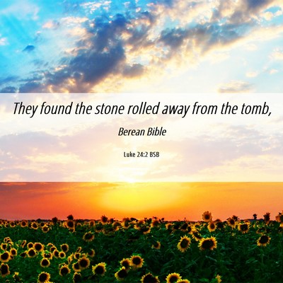 Picture 06 - Luke 24:2 BSB - They found the stone rolled away from the - Bible Verse Picture