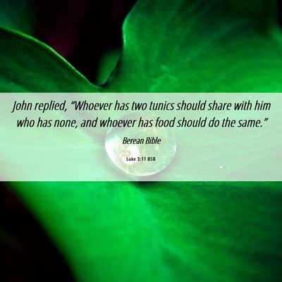 Picture 06 - Luke 3:11 BSB - John replied, “Whoever has two tunics should - Bible Verse Picture