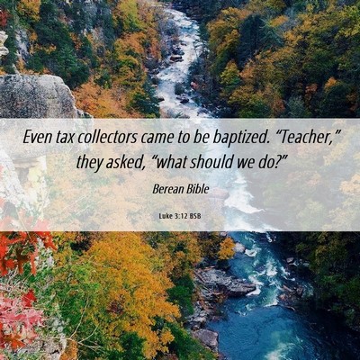 Picture 06 - Luke 3:12 BSB - Even tax collectors came to be baptized. - Bible Verse Picture