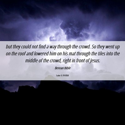 Picture 06 - Luke 5:19 BSB - but they could not find a way through the crowd. - Bible Verse Picture