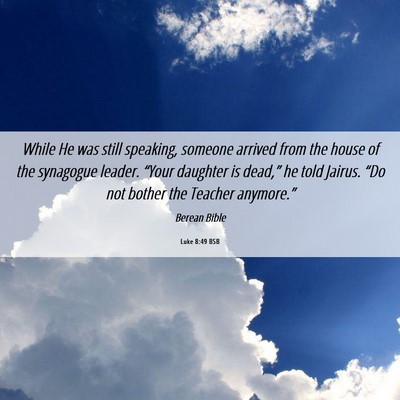 Picture 06 - Luke 8:49 BSB - While He was still speaking, someone arrived from - Bible Verse Picture