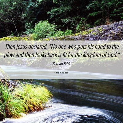 Picture 06 - Luke 9:62 BSB - Then Jesus declared, “No one who puts his hand - Bible Verse Picture