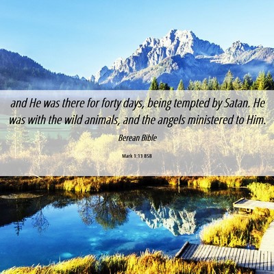 Picture 06 - Mark 1:13 BSB - and He was there for forty days, being tempted by - Bible Verse Picture