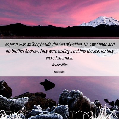Picture 06 - Mark 1:16 BSB - As Jesus was walking beside the Sea of Galilee, - Bible Verse Picture