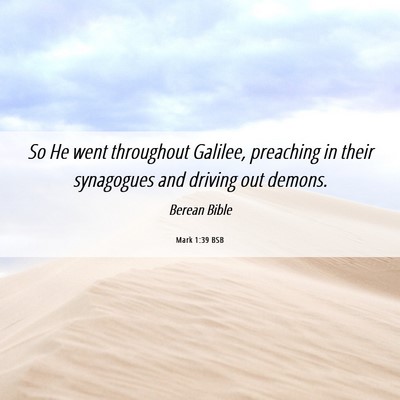 Picture 06 - Mark 1:39 BSB - So He went throughout Galilee, preaching in their - Bible Verse Picture