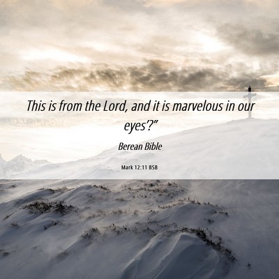 Picture 06 - Mark 12:11 BSB - This is from the Lord, and it is marvelous in our - Bible Verse Picture
