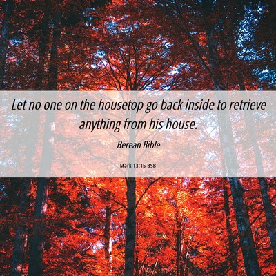 Picture 06 - Mark 13:15 BSB - Let no one on the housetop go back inside to - Bible Verse Picture