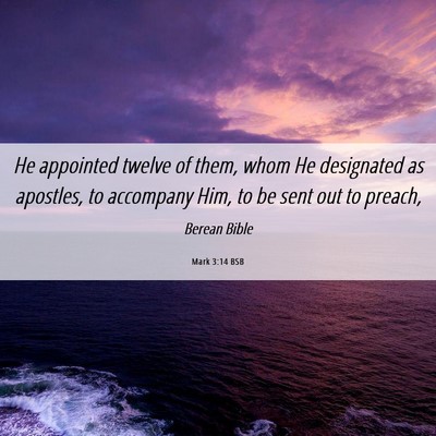 Picture 06 - Mark 3:14 BSB - He appointed twelve of them, whom He designated - Bible Verse Picture