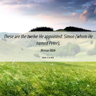Picture 06 - Mark 3:16 BSB - These are the twelve He appointed: Simon (whom He - Bible Verse Picture