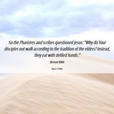 Picture 06 - Mark 7:5 BSB - So the Pharisees and scribes questioned Jesus: - Bible Verse Picture
