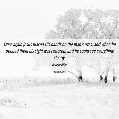 Picture 06 - Mark 8:25 BSB - Once again Jesus placed His hands on the man’s - Bible Verse Picture