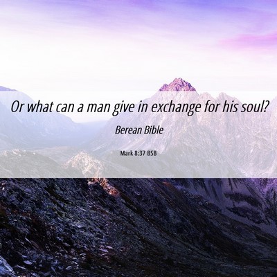 Picture 06 - Mark 8:37 BSB - Or what can a man give in exchange for his - Bible Verse Picture