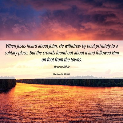 Picture 06 - Matthew 14:13 BSB - When Jesus heard about John, He withdrew by boat - Bible Verse Picture
