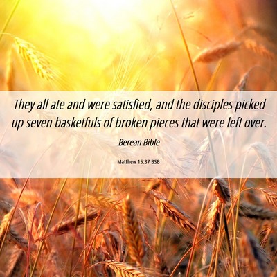 Picture 06 - Matthew 15:37 BSB - They all ate and were satisfied, and the - Bible Verse Picture