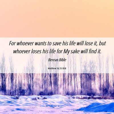 Picture 06 - Matthew 16:25 BSB - For whoever wants to save his life will lose it, - Bible Verse Picture