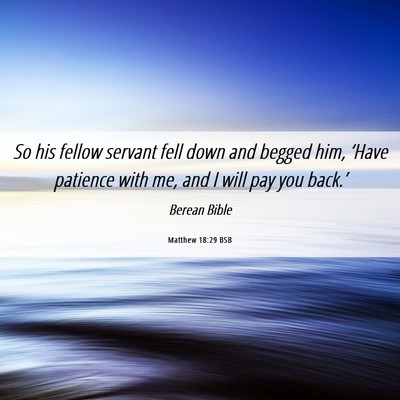 Picture 06 - Matthew 18:29 BSB - So his fellow servant fell down and begged him, - Bible Verse Picture