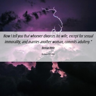 Picture 06 - Matthew 19:9 BSB - Now I tell you that whoever divorces his wife, - Bible Verse Picture