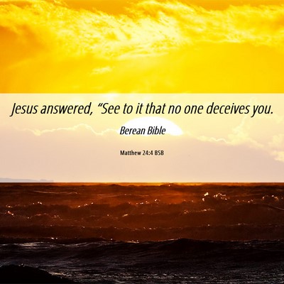 Picture 06 - Matthew 24:4 BSB - Jesus answered, “See to it that no one deceives - Bible Verse Picture