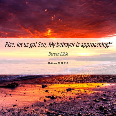 Picture 06 - Matthew 26:46 BSB - Rise, let us go! See, My betrayer is - Bible Verse Picture