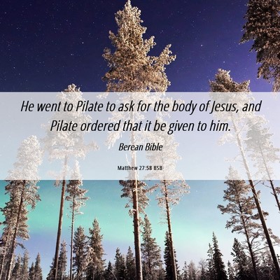 Picture 06 - Matthew 27:58 BSB - He went to Pilate to ask for the body of Jesus, - Bible Verse Picture