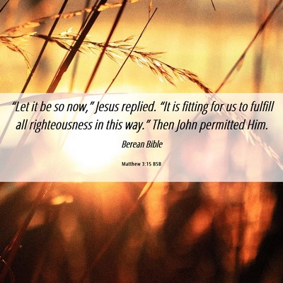 Picture 06 - Matthew 3:15 BSB - “Let it be so now,” Jesus replied. “It is - Bible Verse Picture