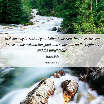 Picture 06 - Matthew 5:45 BSB - that you may be sons of your Father in heaven. He - Bible Verse Picture