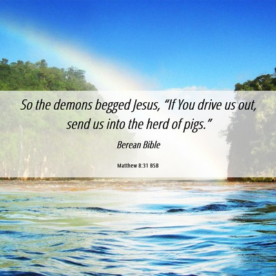 Picture 06 - Matthew 8:31 BSB - So the demons begged Jesus, “If You drive us - Bible Verse Picture
