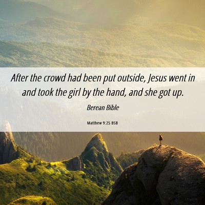 Picture 06 - Matthew 9:25 BSB - After the crowd had been put outside, Jesus went - Bible Verse Picture