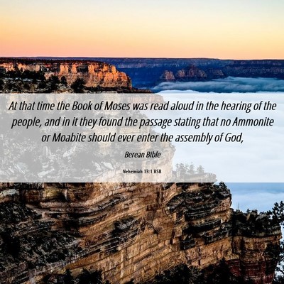 Picture 06 - Nehemiah 13:1 BSB - At that time the Book of Moses was read aloud in - Bible Verse Picture