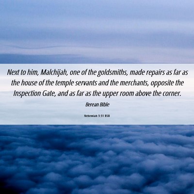 Picture 06 - Nehemiah 3:31 BSB - Next to him, Malchijah, one of the goldsmiths, - Bible Verse Picture