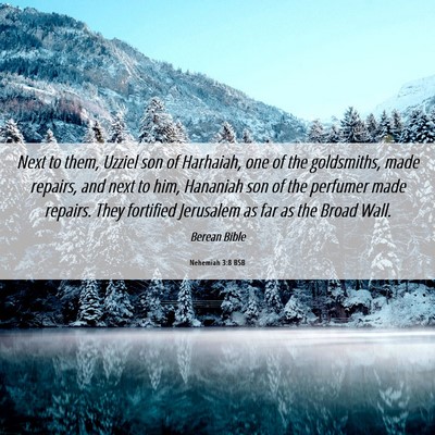 Picture 06 - Nehemiah 3:8 BSB - Next to them, Uzziel son of Harhaiah, one of the - Bible Verse Picture