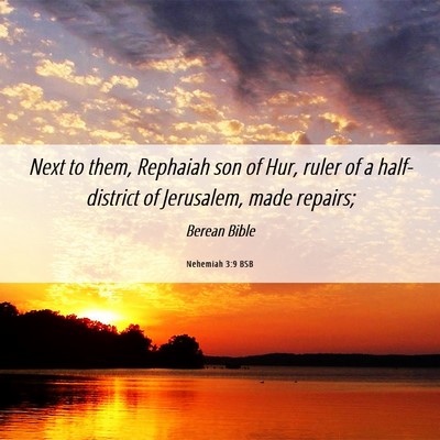 Picture 06 - Nehemiah 3:9 BSB - Next to them, Rephaiah son of Hur, ruler of a - Bible Verse Picture