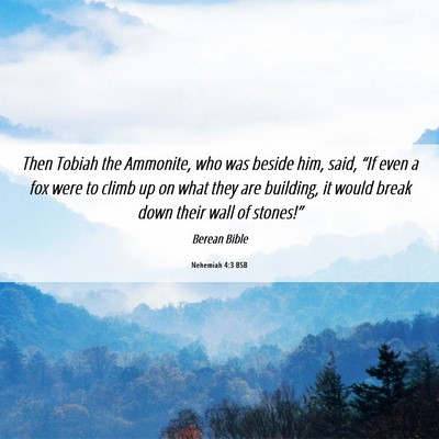 Picture 06 - Nehemiah 4:3 BSB - Then Tobiah the Ammonite, who was beside him, - Bible Verse Picture