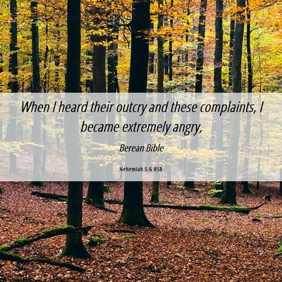 Picture 06 - Nehemiah 5:6 BSB - When I heard their outcry and these complaints, I - Bible Verse Picture