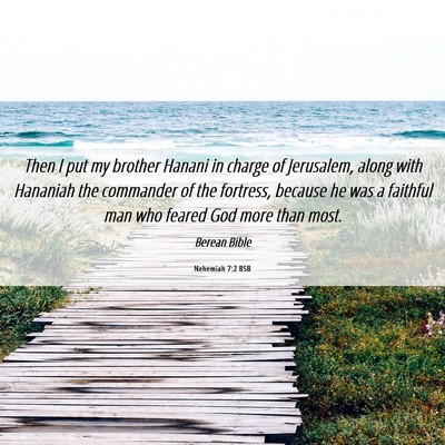 Picture 06 - Nehemiah 7:2 BSB - Then I put my brother Hanani in charge of - Bible Verse Picture