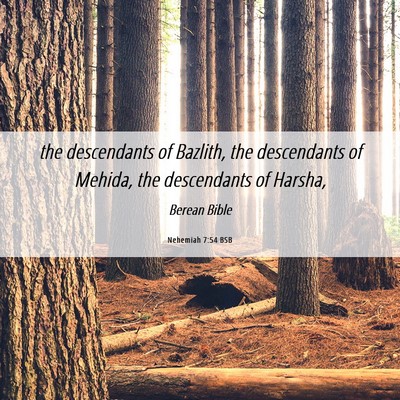 Picture 06 - Nehemiah 7:54 BSB - the descendants of Bazlith, the descendants of - Bible Verse Picture