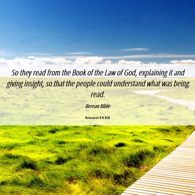 Picture 06 - Nehemiah 8:8 BSB - So they read from the Book of the Law of God, - Bible Verse Picture