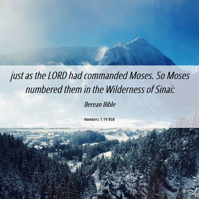 Picture 06 - Numbers 1:19 BSB - just as the LORD had commanded Moses. So Moses - Bible Verse Picture