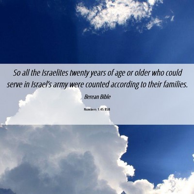 Picture 06 - Numbers 1:45 BSB - So all the Israelites twenty years of age or - Bible Verse Picture