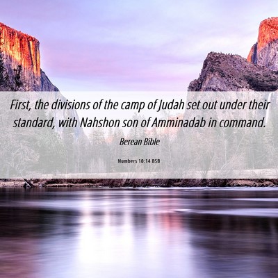 Picture 06 - Numbers 10:14 BSB - First, the divisions of the camp of Judah set out - Bible Verse Picture