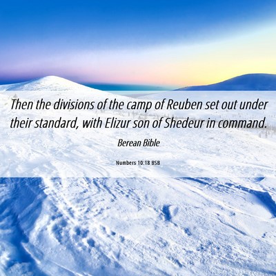 Picture 06 - Numbers 10:18 BSB - Then the divisions of the camp of Reuben set out - Bible Verse Picture