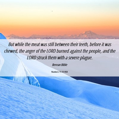 Picture 06 - Numbers 11:33 BSB - But while the meat was still between their teeth, - Bible Verse Picture