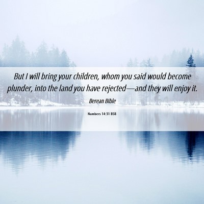 Picture 06 - Numbers 14:31 BSB - But I will bring your children, whom you said - Bible Verse Picture