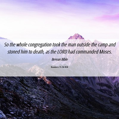 Picture 06 - Numbers 15:36 BSB - So the whole congregation took the man outside - Bible Verse Picture
