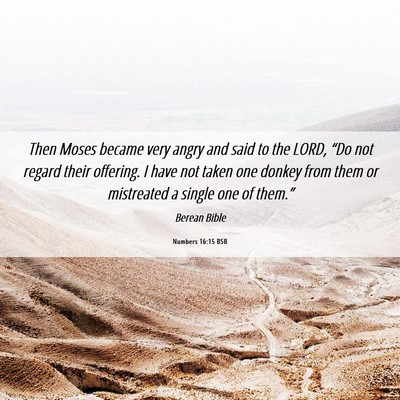 Picture 06 - Numbers 16:15 BSB - Then Moses became very angry and said to the - Bible Verse Picture