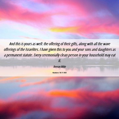 Picture 06 - Numbers 18:11 BSB - And this is yours as well: the offering of their - Bible Verse Picture